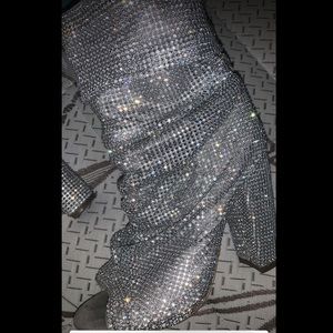 Rhinestone peep toe bootie heels! Size 8